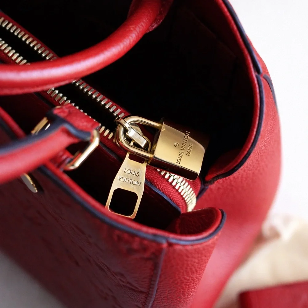 Louis Vuitton Red Embossed Monogram Satchel - Picture 5 of 7